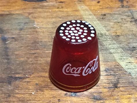 Vintage Coca Cola Ruby Red Glass Souvenir Thimble Coke Bottle