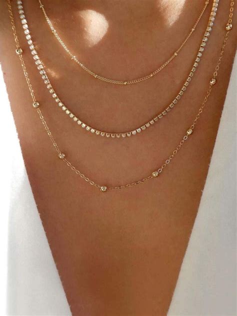 Collier Triple Rang Satellite Tendance Bijoux Fantaisie Femme