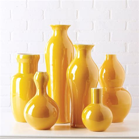 Imperial Yellow Vase Set Of 6 Zincdoor Yellow Home Accessories Yellow Home Decor Home Decor