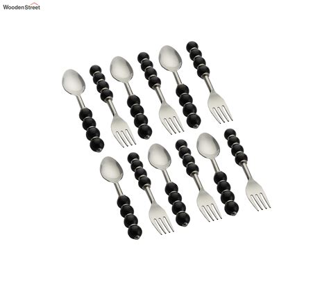 Buy Regal Black Beads Stainless Steel Silverware Set Of 12 Online In