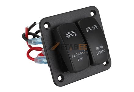 Waterproof Rocker Switch Panel 2 Gang 5Pin ON-OFF 20A 12V With LED Light