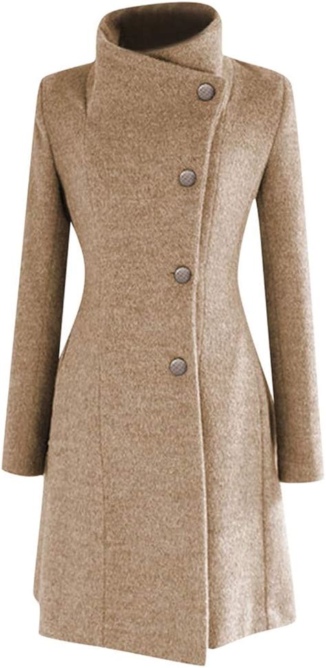 Aiserkly Winter Coats Womens Winter Lapel Wool Coat Trench Jacket Long