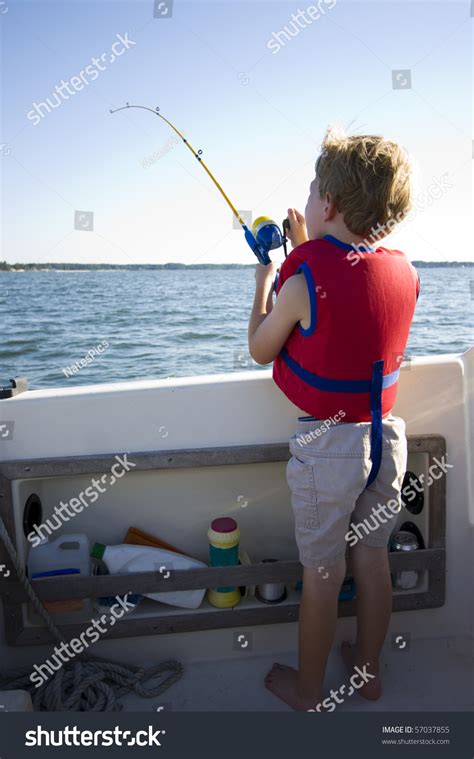 Young Boy Fishing Boat Stock Photo 57037855 Shutterstock