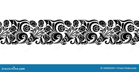 Seamless Floral Border Horizontal Seamless Border Vignette With