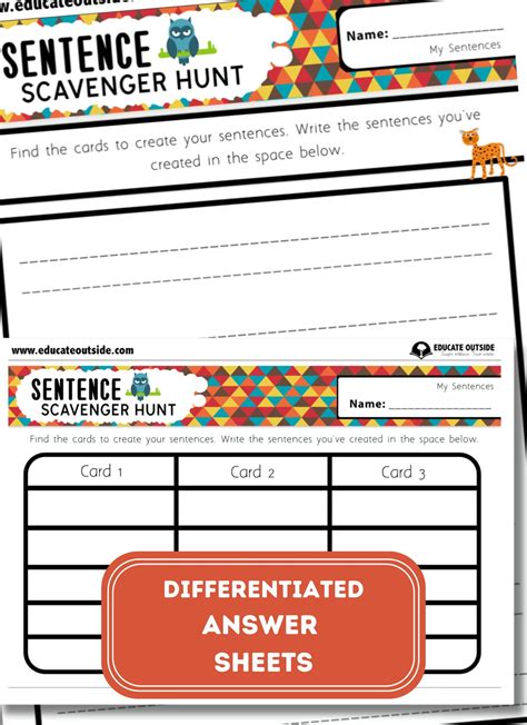 Sentence Structure Scavenger Hunt Sentence Construction Educate Outside