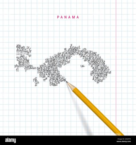 Boceto De Panam Mapa Dibujado A Mano Alzada Sobre Papel Cuadriculado