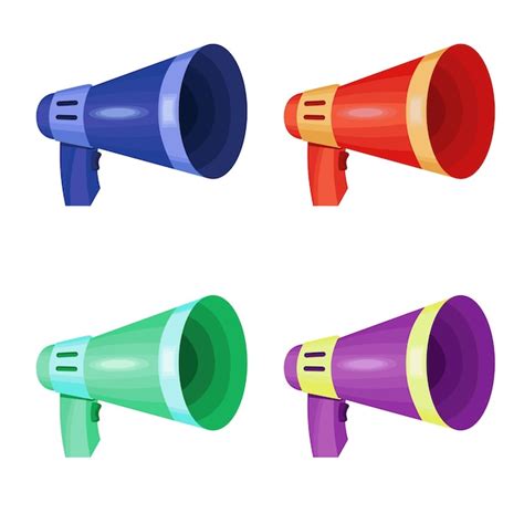 Conjunto De Megafone De Alto Falantes Coloridos Vetor Premium