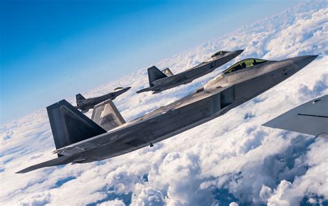 US Air Force F-22 fighters execute NATO Air Shielding mission