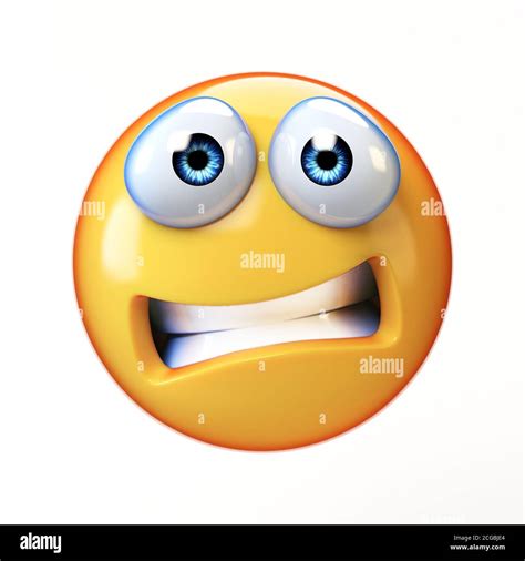 Scared Emoji Isolated On White Background Emoticon In Fear 3d