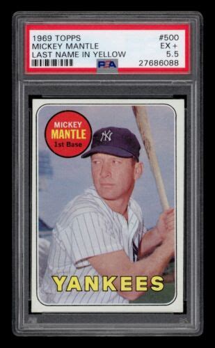 1969 Topps Set Break 500 Mickey Mantle Last Name In Yellow PSA 5 5 EX