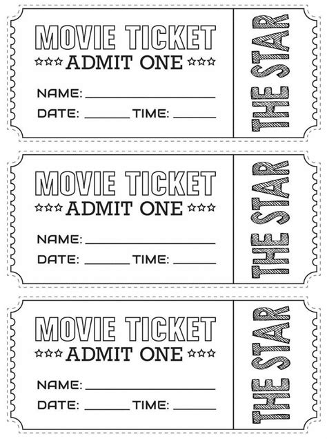 Movie Ticket Template Printable Tickets Templates Printable Free