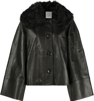 Tot Me Shearling Collar Leather Jacket Shopstyle