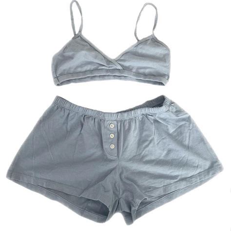 Brandy Melville Pyjama Set Baby Blue Bra And Depop