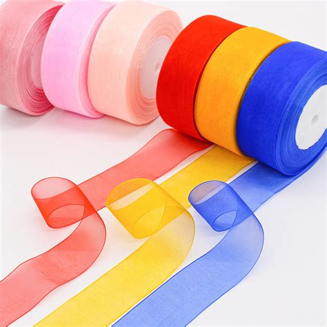 Wholesales Fedtival Plain Colorful Silk Sheer Nylon Organza Ribbon For