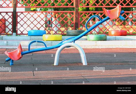 Coloured Seesaw On The Playground Stock Photo Alamy