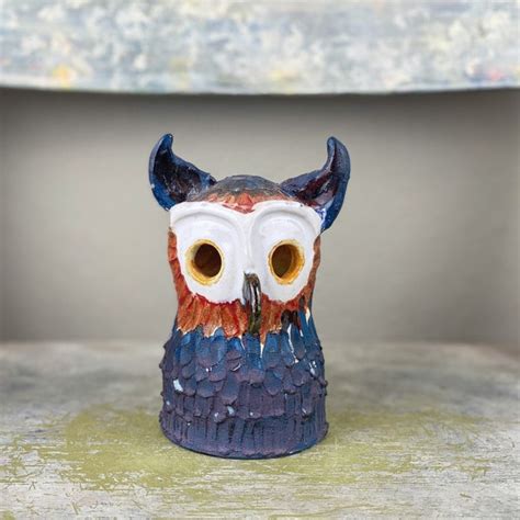 Ceramic Owl Candle Holder Etsy