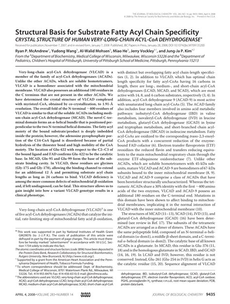 PDF Structural Basis For Substrate Fatty Acyl Chain Specificity