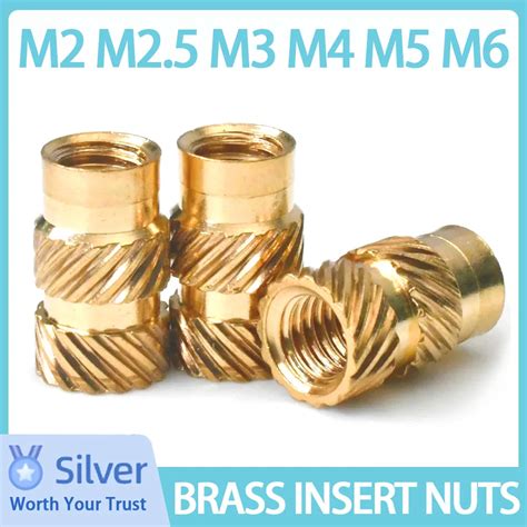 M2 M2 5 M3 M4 M5 M6 Brass Insert Nut Hot Melt Knurled Embed Injection