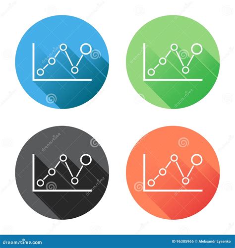 Chart Graph Icon With Long Shadow Business Flat Vector Illustration On