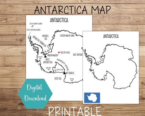 Antarctica Map Printable, Continent Map Printable, PDF Map, Instant ...