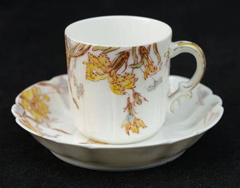 Haviland H Co L Limoges Demitasse Cup Saucer Yellow Blue Floral