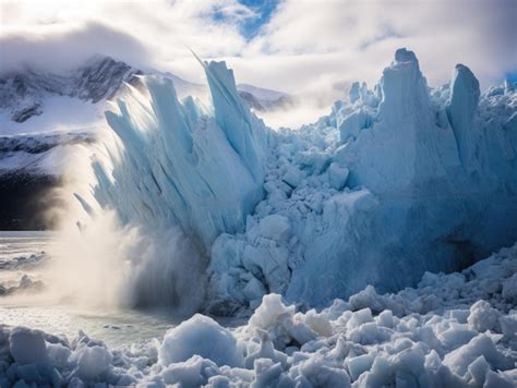 Premium Ai Image A Large Iceberg With Snow And Clouds
