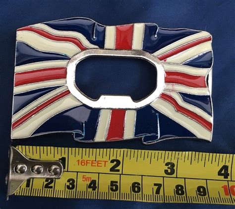 Union Flag Bottle Opener Metal Belt Buckle Aeon Leather