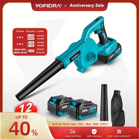 Yofidra Brushless Electric Blower 6 Gears Cordless Efficient Leaf Snow