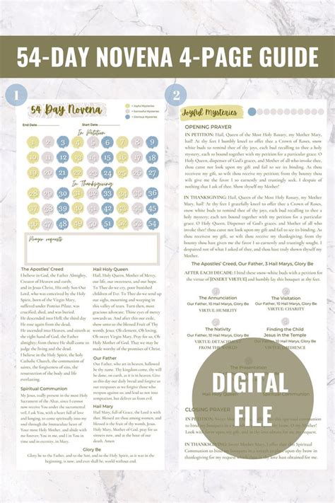 54 Day Rosary Novena Prayer Guide And Tracker Pdf  Instant Download Best For Phone Use Etsy