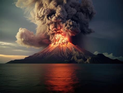 Premium AI Image | Photo of the volcanic eruption Krakatoa