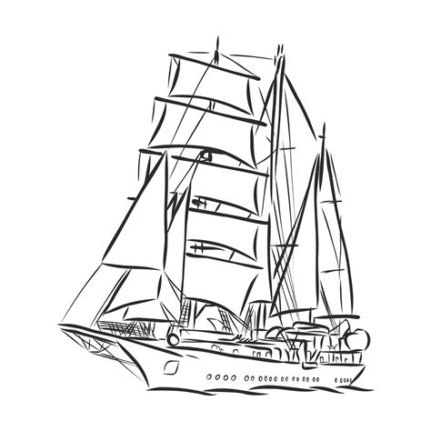 sailing ship vector sketch 17050789 Vector Art at Vecteezy