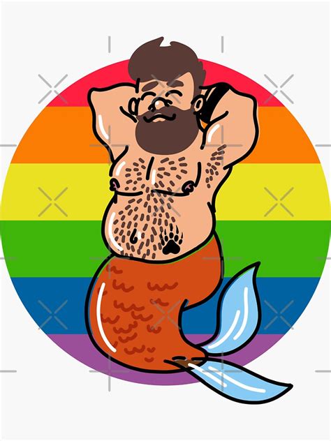 Hairy Merman With Lgbtq Flag Colors Gay Bear Sticker For Sale By Italiancub Redbubble