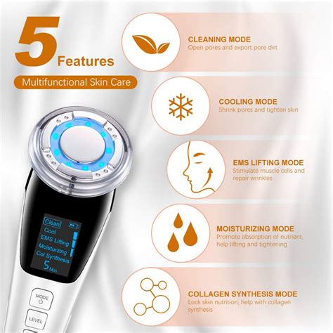 Badu Bg EMS Hot Cool Facial Massager LED Photon Light Therapy Skin Care Tool Device Face Lifting