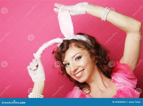Woman With Bunny Ears Playboy Blonde Stock Image Image Of Elegance Bunny