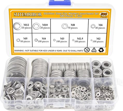 Yakamoz Nylon Washers 520Pcs White Nylon Flat Washers Assortment Kit