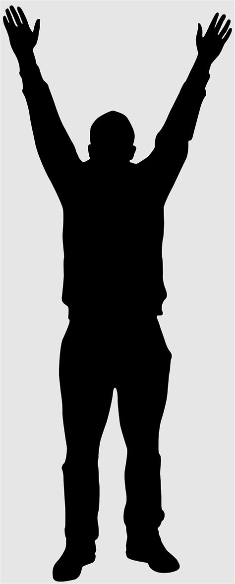 Hands Up Silhouettes Handshake Holding Hands Standing Man Male