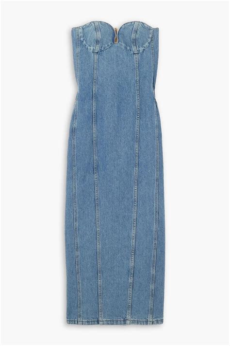 Magda Butrym Strapless Denim Midi Dress The Outnet