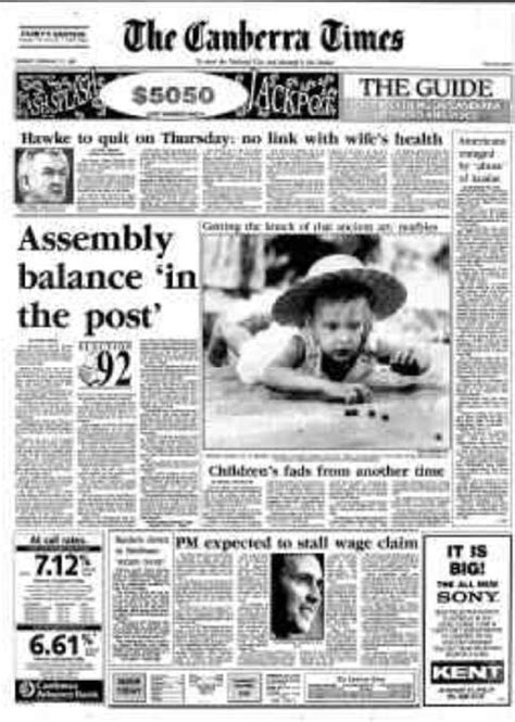 Times Past February 17 1992 The Canberra Times Canberra Act