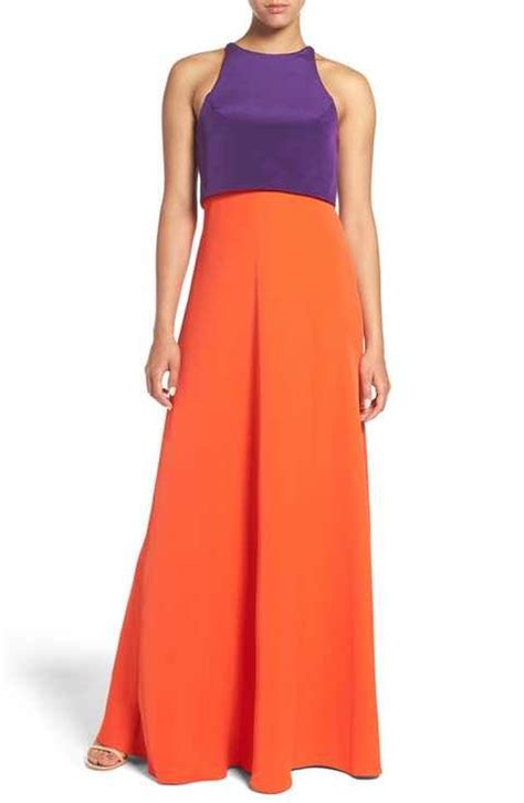 Jill Jill Stuart Colorblock Popover Crepe Gown Fashion Clothes Women