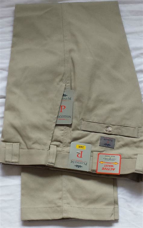 Cotton Chino Trousers Self Side Adjusting Expandable Waist Pants W32 To W48 Ebay