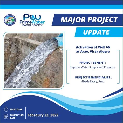 Baciwa Primewater Bacolod Major Project Activation Of Well 66 At Arao