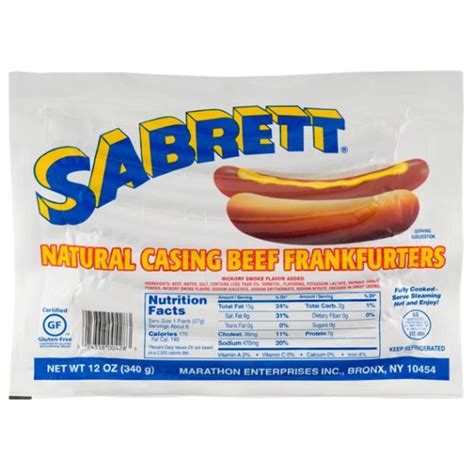 Sabrett Hot Dogs Nutrition