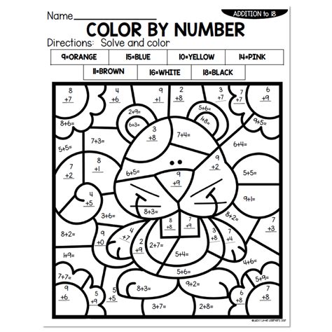 Addition To 18 Fall Color By Number Beaver Lucky Little Learners