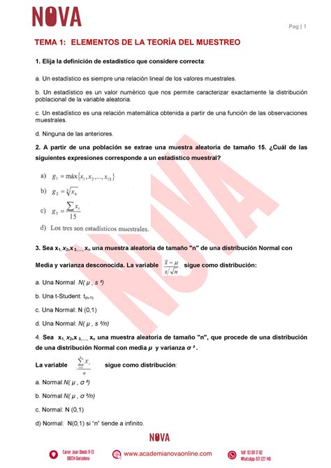 Estad Stica Ii Ub T Ejercicios Elementos De Teor A Del Muestro