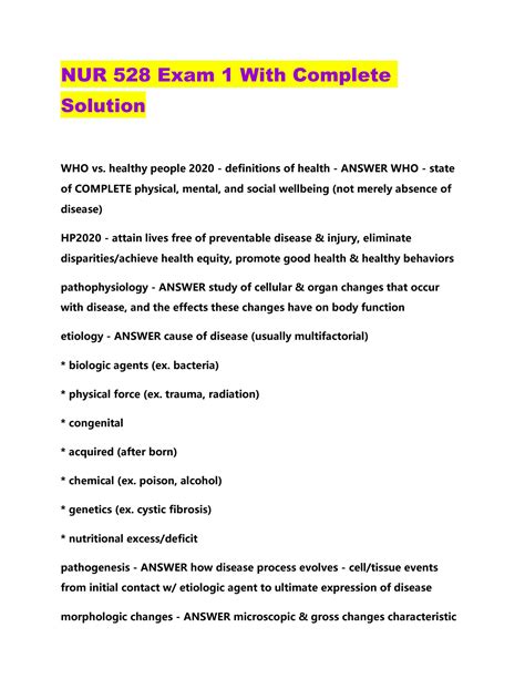 SOLUTION Nur 528 Exam 1 With Complete Solution Studypool