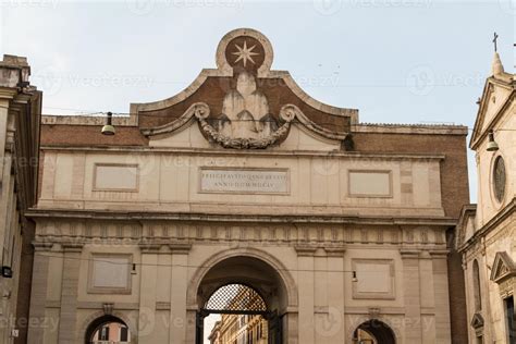 Rome Italy Famous Porta Del Popolo City Gate Stock Photo At