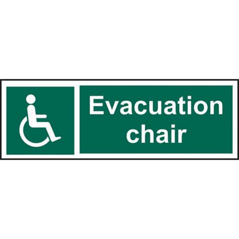 Evacuation Chair Sign Self Adhesive Vinyl 300mm X 100mm Rsis