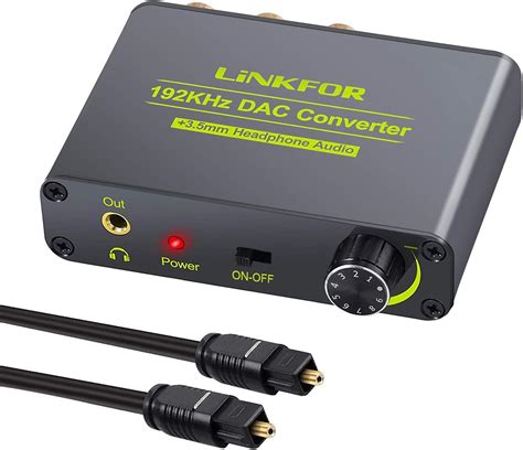 LiNKFOR 192KHz DAC Digital To Analog Audio Converter With Power Switch