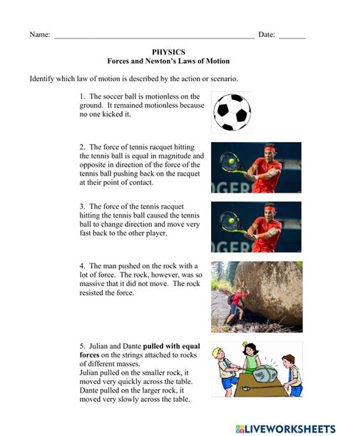 Activity Newtons Second Law Of Motion Printable 6th 12th Worksheets Library