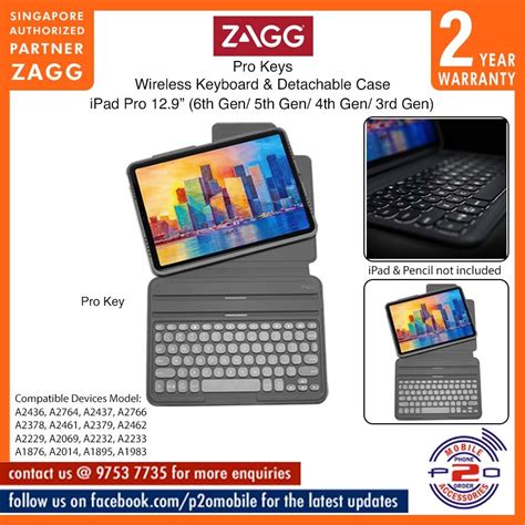 Zagg Pro Keys Wireless Keyboard And Detachable Case For Ipad Pro 12 9 6th Gen 5th Gen 4th